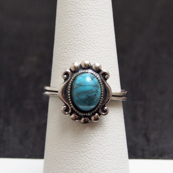 Vintage Jewelry - Vintage Beau Sterling Turquoise Adj Ring